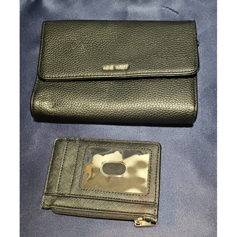 Black Cobble Leather Wallet with coin purse and Id holder separate